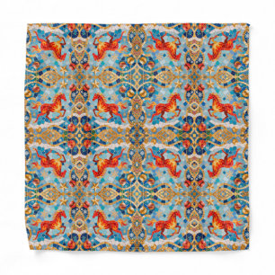 New Year 2026 Red Fiery Horse Christmas Pattern Bandana