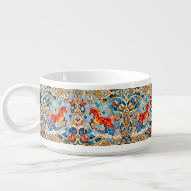 New Year 2026 Red Fiery Horse Christmas Pattern Bowl (Right)