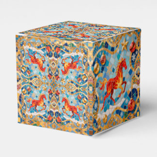 New Year 2026 Red Fiery Horse Christmas Pattern Favor Boxes