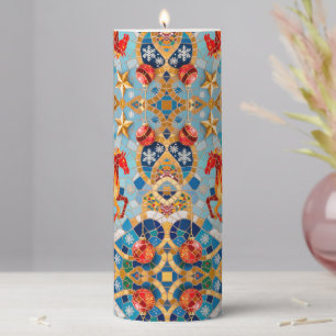 New Year 2026 Red Fiery Horse Christmas Pattern Pillar Candle