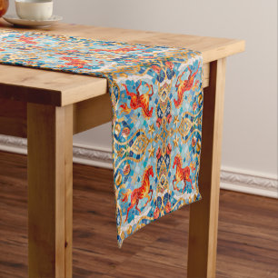 New Year 2026 Red Fiery Horse Christmas Pattern Short Table Runner