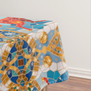 New Year 2026 Red Fiery Horse Christmas Pattern Tablecloth