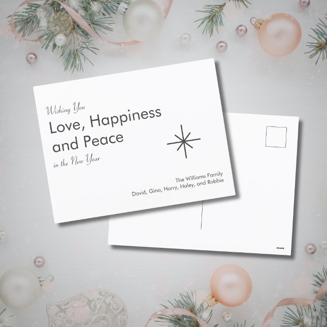 New Year 2026 Retro Snowflake Gray White  Holiday Postcard (Creator Uploaded)