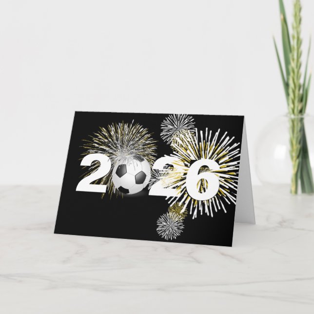 New Year 2026 Soccer Ball  Holiday Card (Front)
