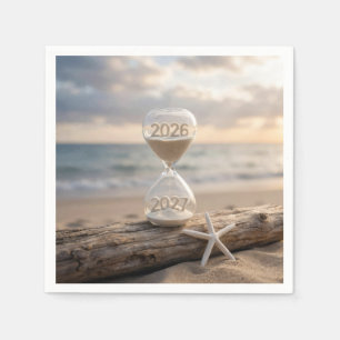 New Year 2027 Beach Hourglass Napkins