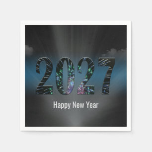 New Year 2027 Fireworks with Clouds Napkins