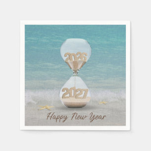 New Year 2027 Hourglass with Starfish Napkins