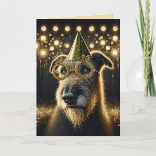 New Year 2027 Irish Wolfhound Holiday Card (Front)