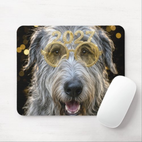 New Year 2027 Irish Wolfhound Mouse Pad