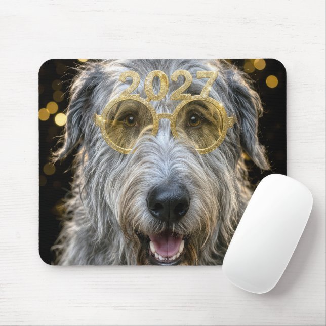 New Year 2027 Irish Wolfhound Mouse Pad (With Mouse)