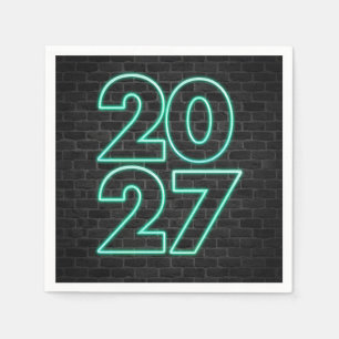 New Year 2027 Neon on Brick Napkins