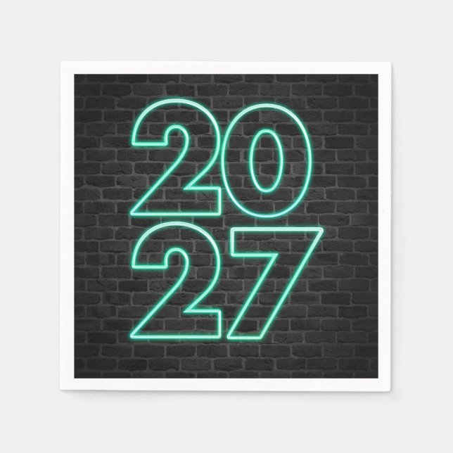 New Year 2027 Neon on Brick Napkins (Front)