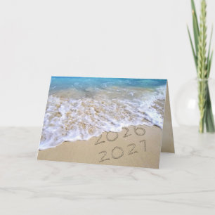 New Year 2027 Ocean Beach  Holiday Card