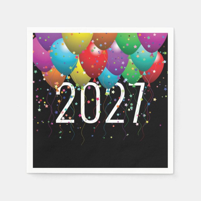 New Year 2027 party balloons Napkins (Front)