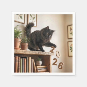 New Year 2027 Playful Cat Napkins