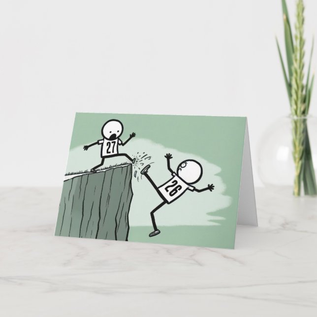 New Year 2027 Stick Figure People Humor Holiday Card (Front)