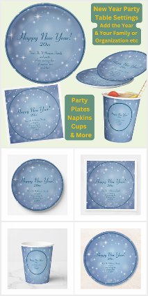 New Year 20xx Blue Stars Set Plates Napkins & More