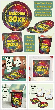 New Year 20xx Fireworks Plates Napkins Coaster etc