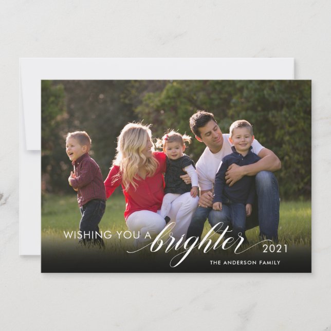 New Year 2 Photos Wishing a Brighter 2021 Holiday Card (Front)