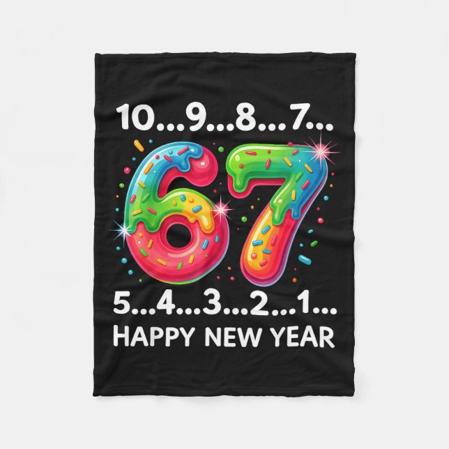 New Year 67 Candy Countdown Funny Happy New Year 2 Fleece Blanket (Front)