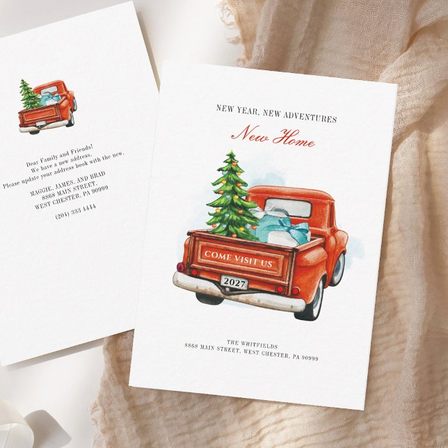 New Year Adventures Home Christmas Holiday Moving  Note Card (New Year Adventures Home Christmas Holiday Moving Note Card)