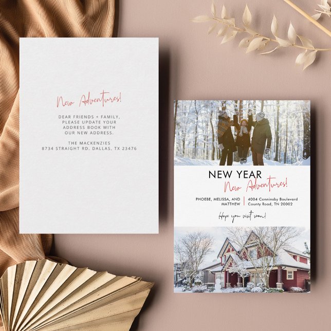 New Year Adventures Home Christmas Holiday Moving Note Card (Creator Uploaded)