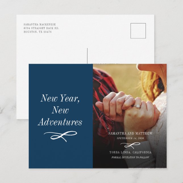 New Year Adventures Modern Save The Date Announcement Postcard (Front/Back)