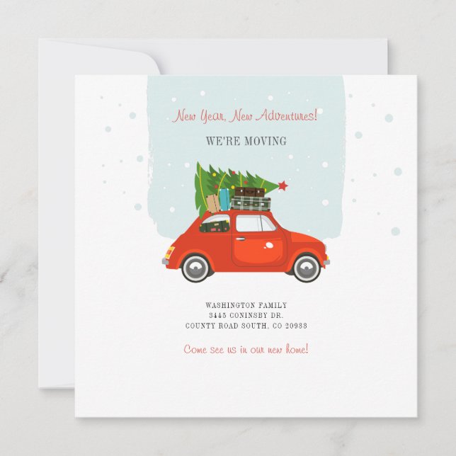 New Year Adventures New Address Moving Annoucement Note Card (Front)