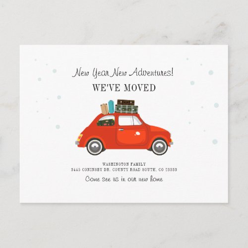 New Year Adventures New Address Moving Announcement Postcard