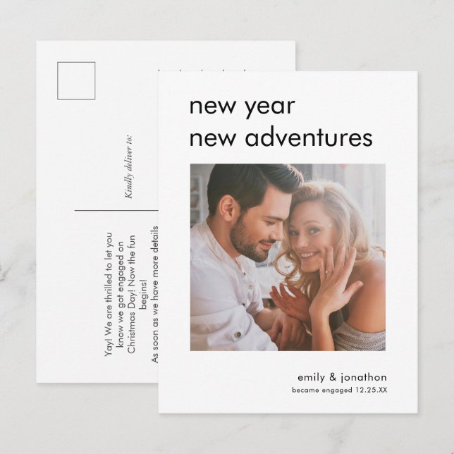 New Year Adventures Photo Engagement Announcement (Front/Back)