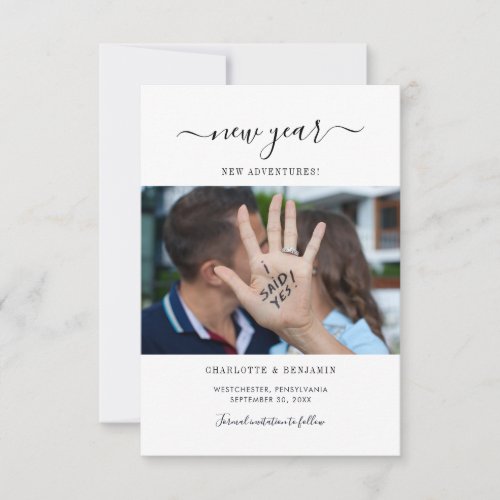 New Year Adventures Photo Save The Date Wedding Note Card
