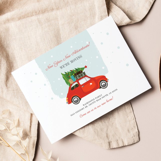 New Year Adventures We're Moving New Address Announcement Postcard (Holiday Moving Announcement Postcard)