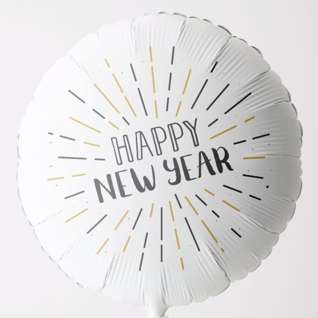 New Year Art Burst Graphic Happy New year Text Art Balloon (Front)