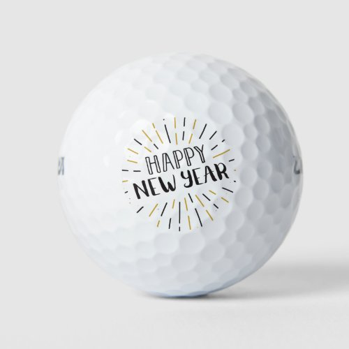 New Year Art Burst Graphic Happy New year Text Art Golf Balls