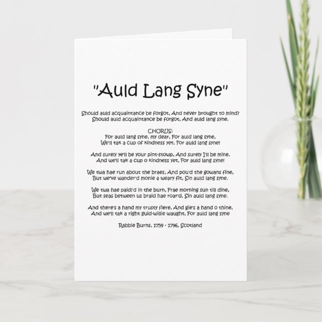 New Year "Auld Lang Syne" Greetings Card (Front)