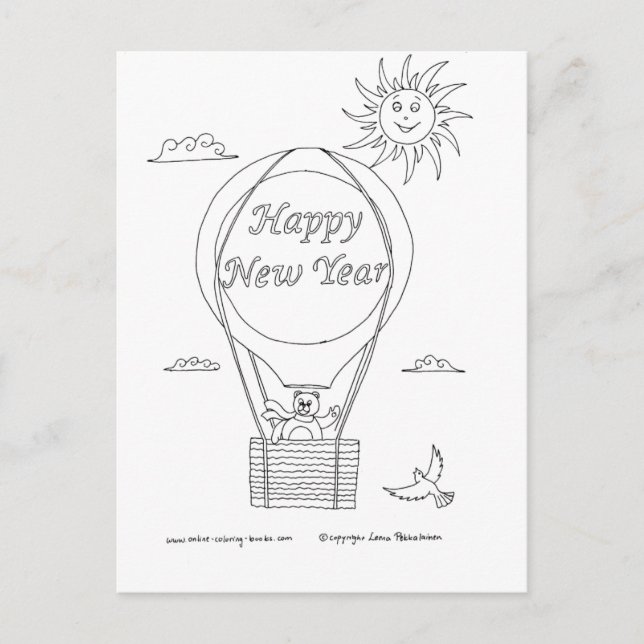 New Year Balloon Holiday Postcard (Front)