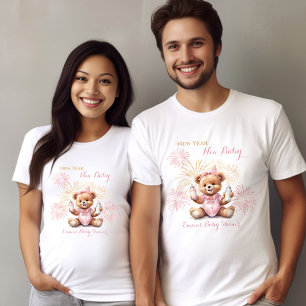 New Year Bear Pink Girl Baby Shower T-Shirt