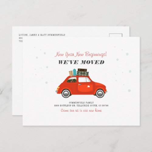 New Year Beginnings Moving Address Announcement Postcard