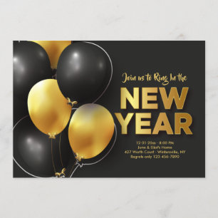 New Year Black and Gold Invitation