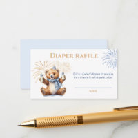 New Year Blue Boy Baby Shower Diaper Raffle Card