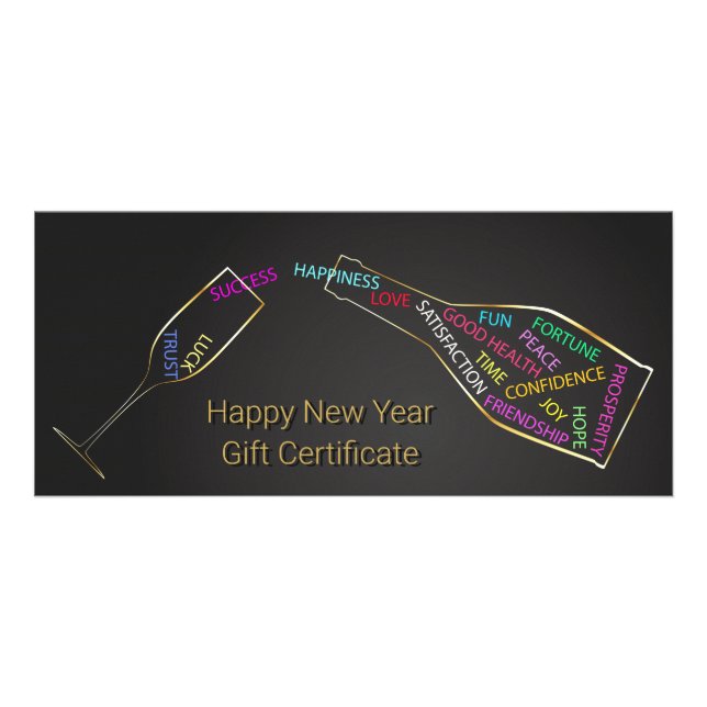 New Year Bottle Glass Color Motivation Gift Card (Front)