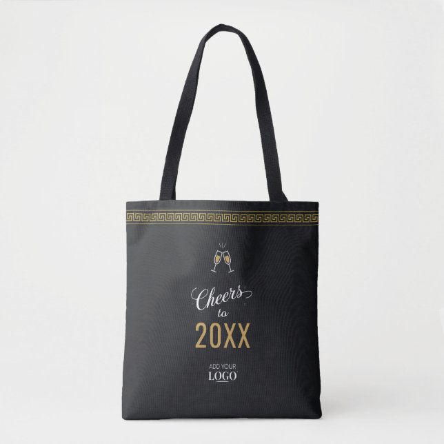 New Year Business Logo Modern Gold Greek Meander Tote Bag (Front)