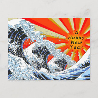 New Year Card of Ukiyoe Hokusai's great wave 01