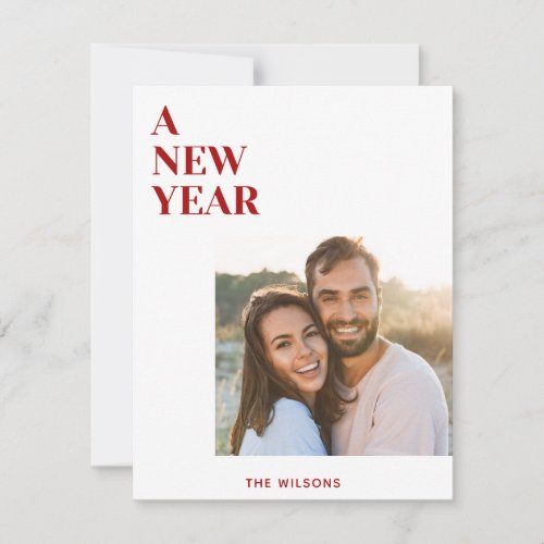 new year card simple elegant photo red and white