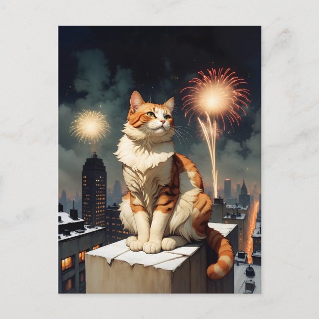 new year cat postcard (Front)