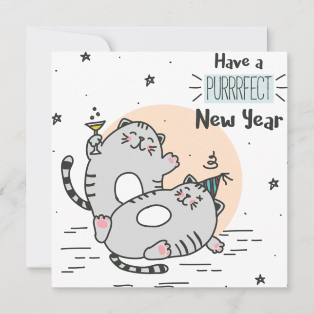 New Year Cats Holiday Card (Front)