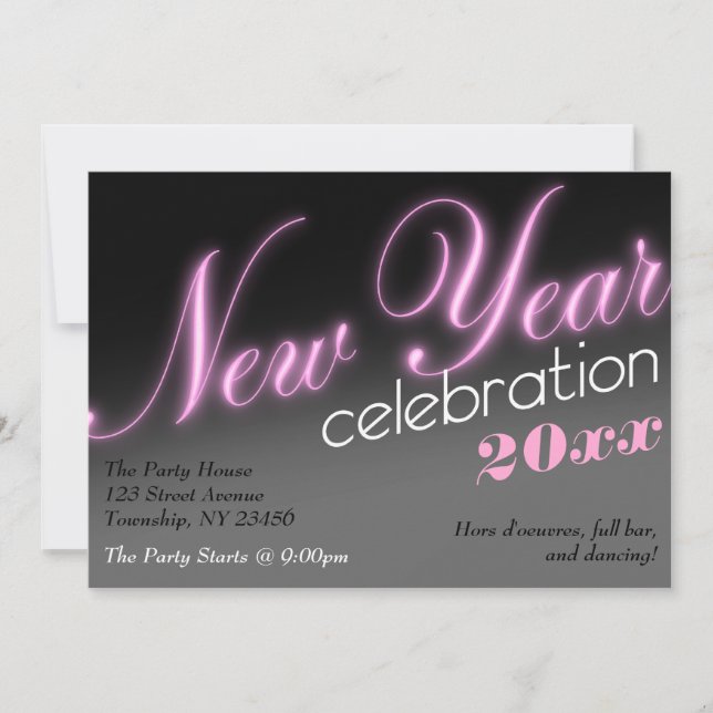 New Year Celebration 2013 Neon Party Invitations (Front)