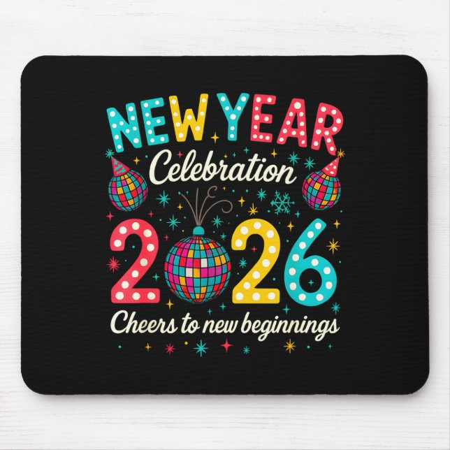 New Year Celebration 2026 Disco Ball Matching Wint Mouse Pad (Front)