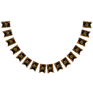 New Year Celebration Party Pine Gold Business Gala Bunting Flags