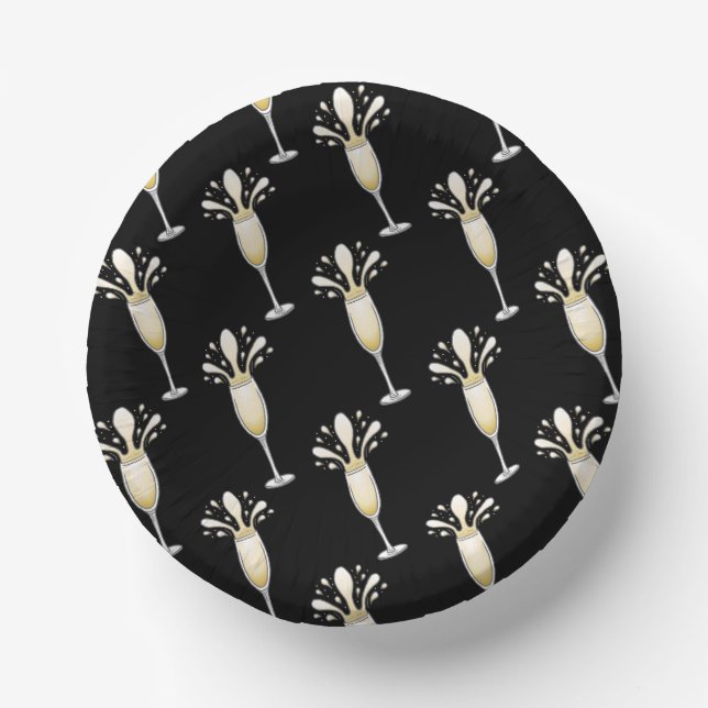 New Year Champagne Flute Glass Paper Bowls (Front)